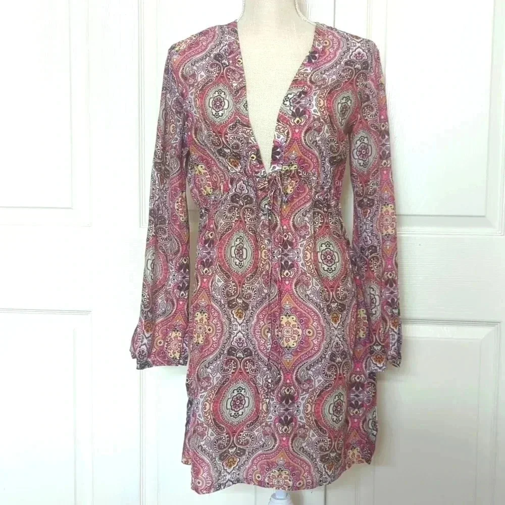 Athleta Paisley Pink and Brown Swim Cover up